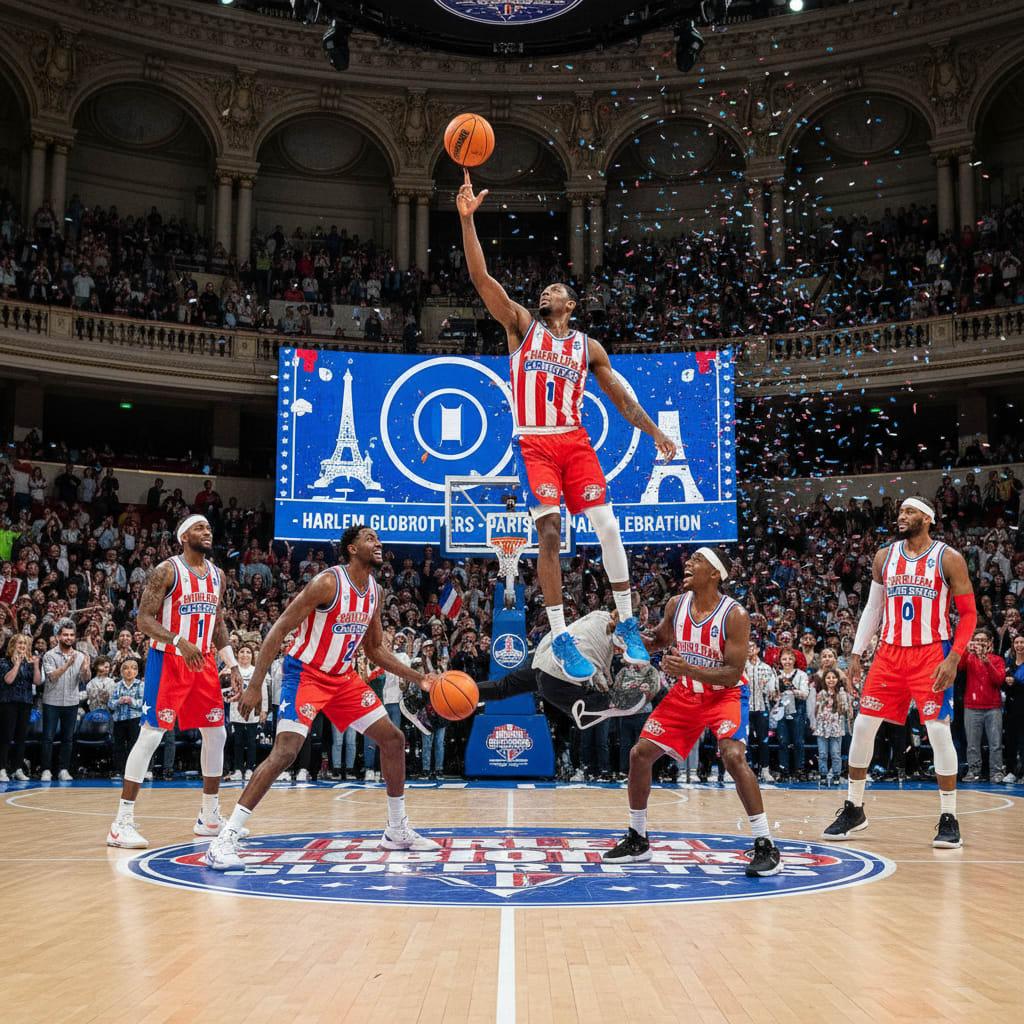 Illustration pour Les Harlem Globetrotters célèbrent 100 ans à paris