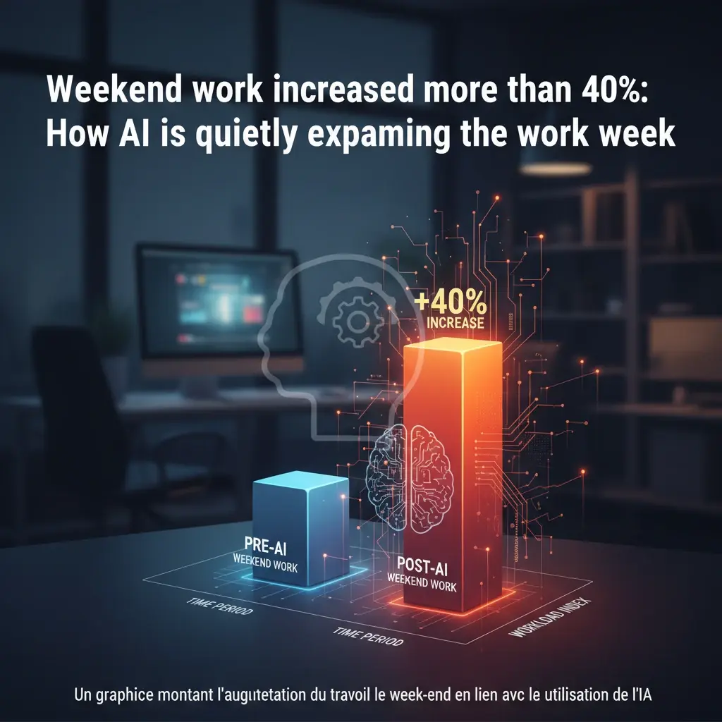 Illustration pour Le travail le week-end a augmenté de plus de 40 % : comment l'IA allonge discrètement la semaine de travail.