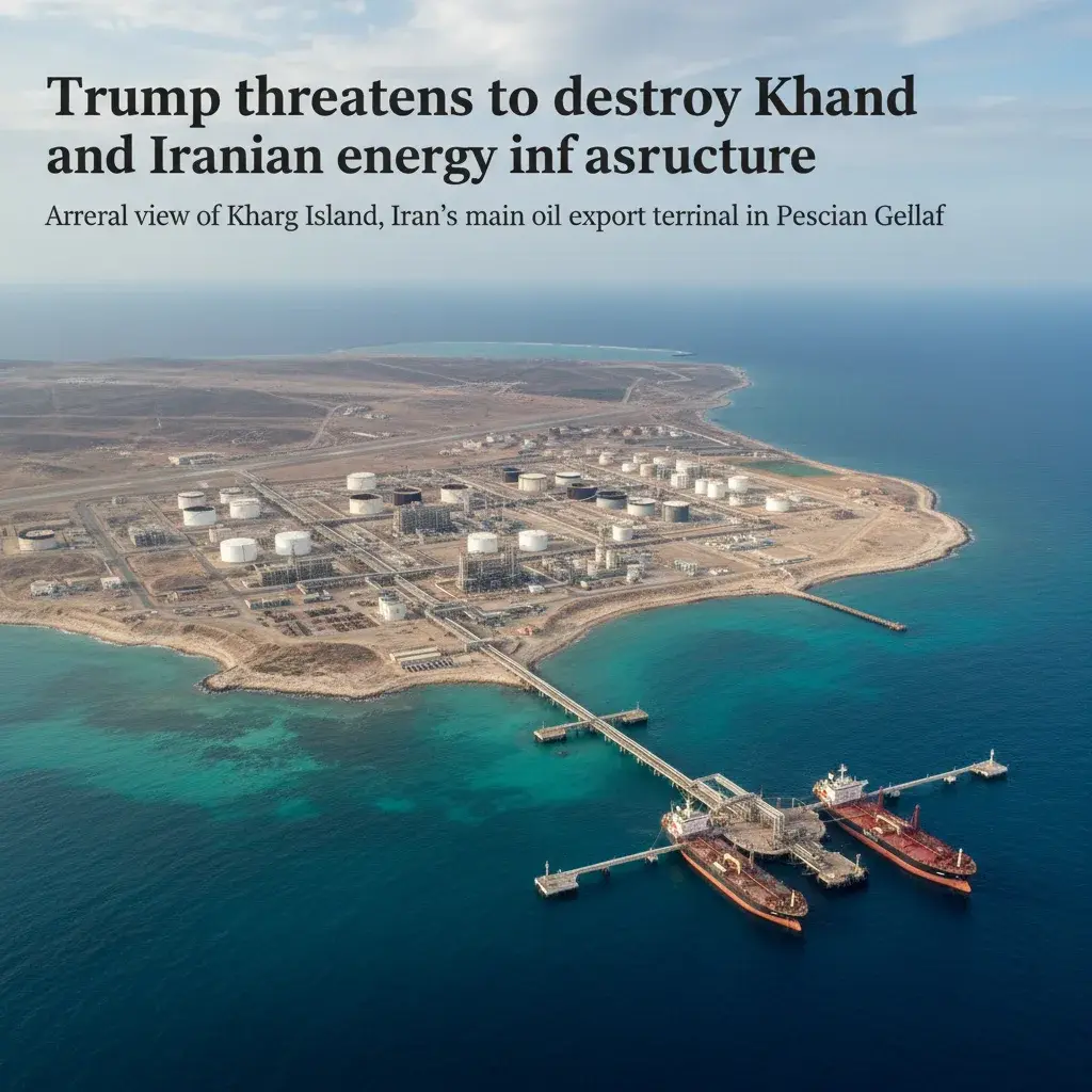 Illustration pour Trump menace de détruire l'île de Kharg et les infrastructures énergétiques iraniennes