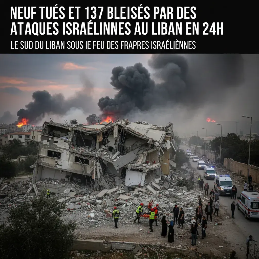 Illustration pour Neuf tués et 137 blessés par des attaques israéliennes au Liban en 24h