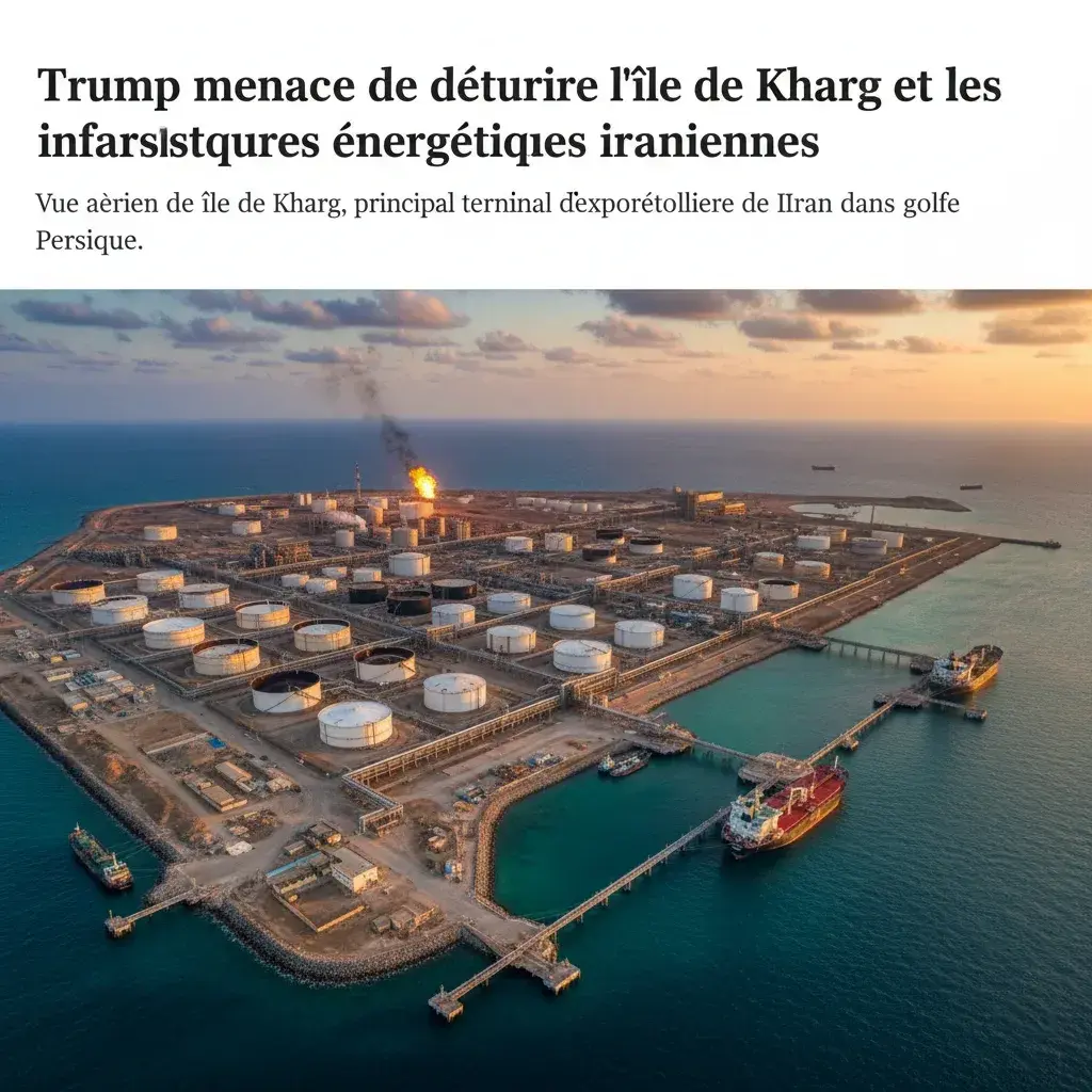 Illustration pour Trump menace de détruire l'île de Kharg et les infrastructures énergétiques iraniennes