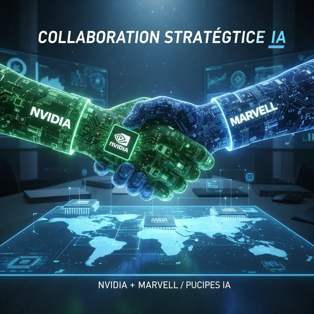 Illustration pour Nvidia investit 2 milliards de dollars dans Marvell pour renforcer son partenariat sur les puces ia