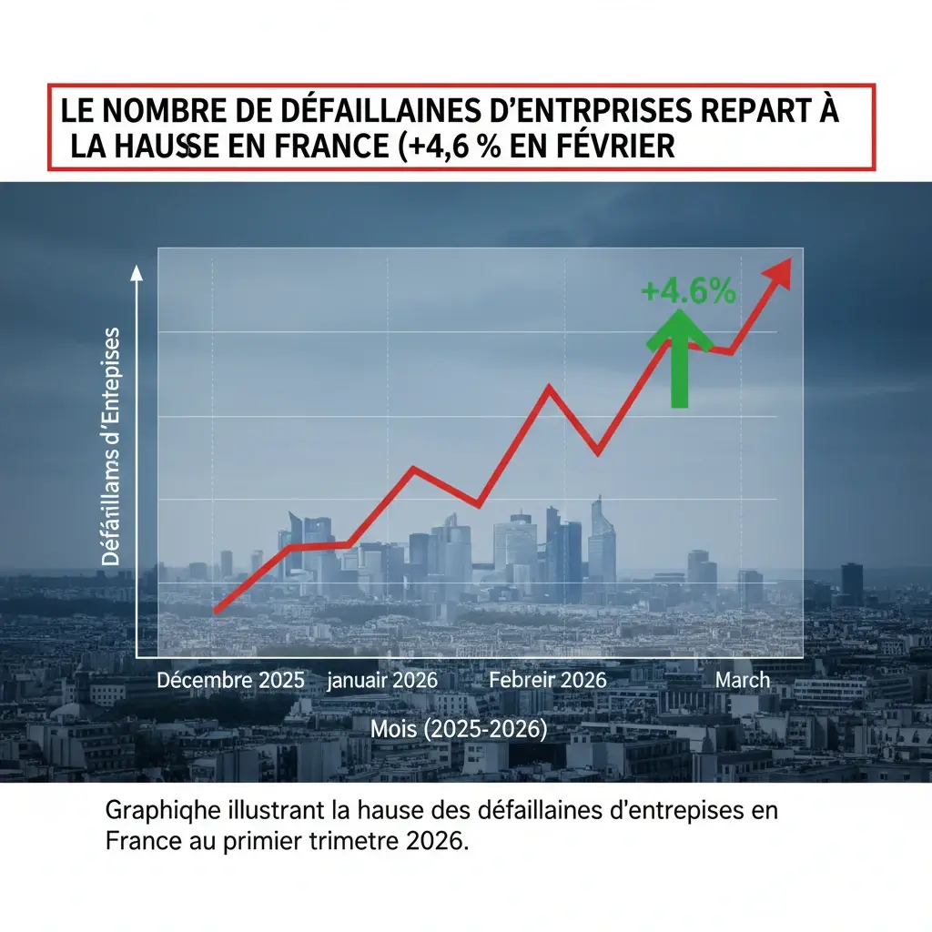 Illustration pour Le nombre de défaillances d'entreprises repart à la hausse en France (+4,6 % en février)