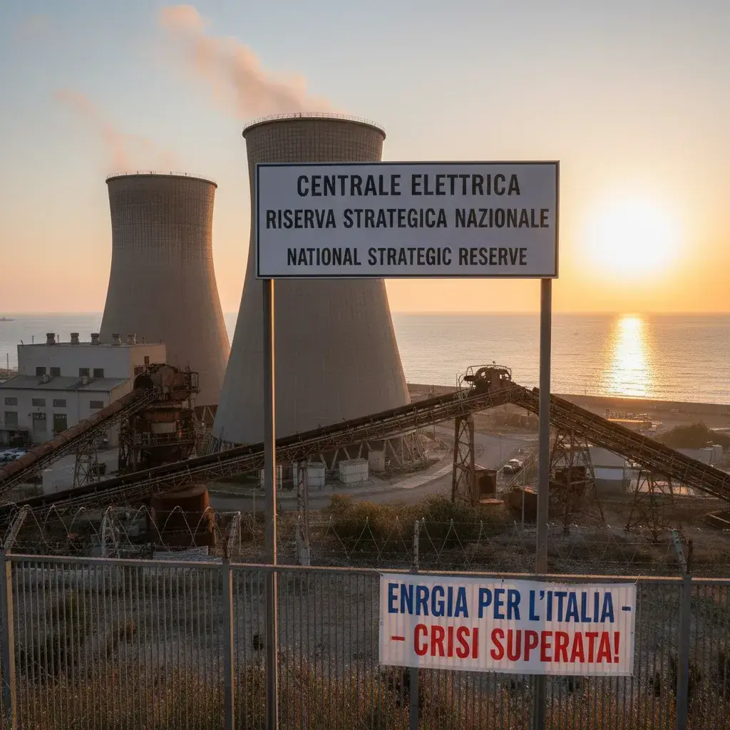 Illustration pour Italie reporte l'arrêt des centrales à charbon jusqu'en 2038 face à la crise énergétique liée à la guerre en Iran