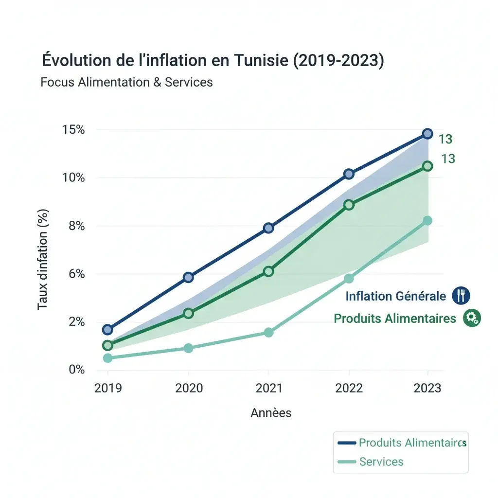 Illustration pour Tunisie : l'inflation atteint 5% en mars tirée par l'alimentation et les services