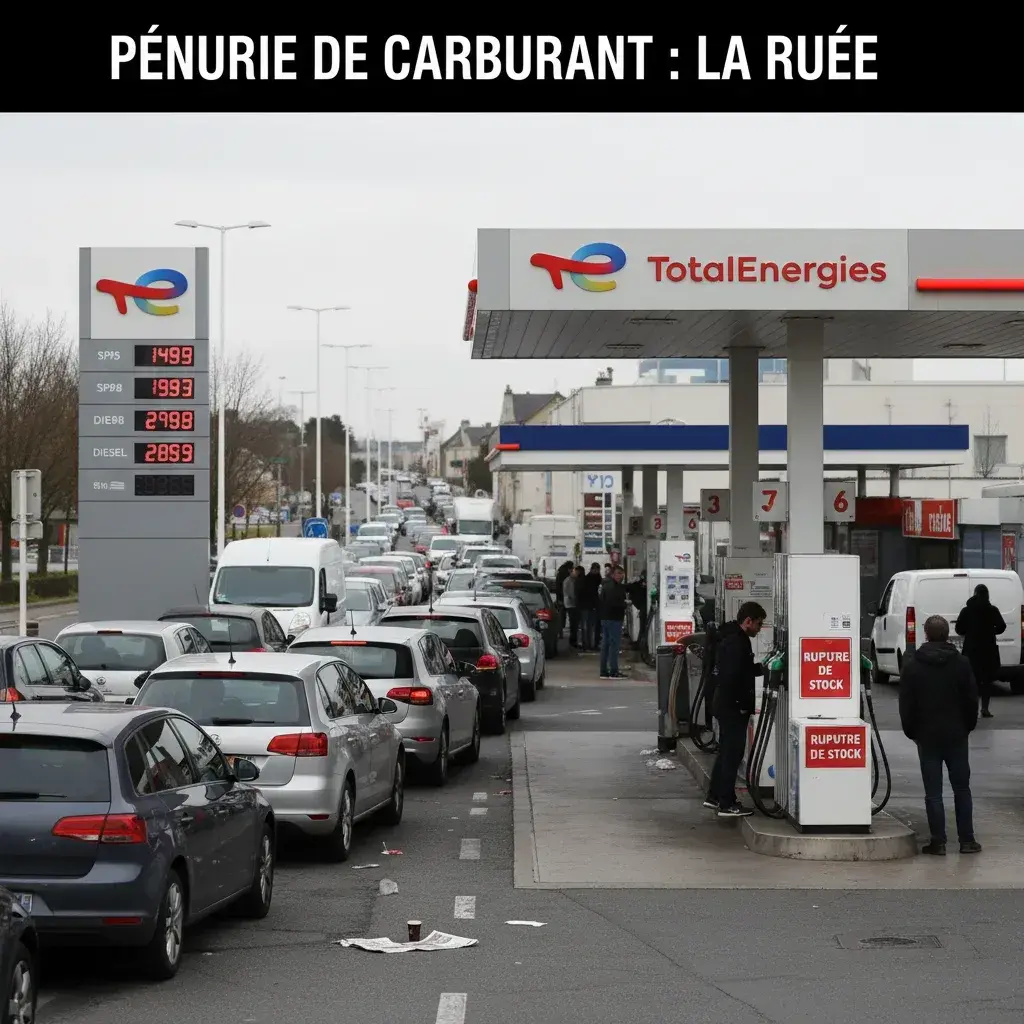 Illustration pour TotalEnergies plafonne les prix des carburants et fait face à des stations à sec après un afflux lors du week-end pascal