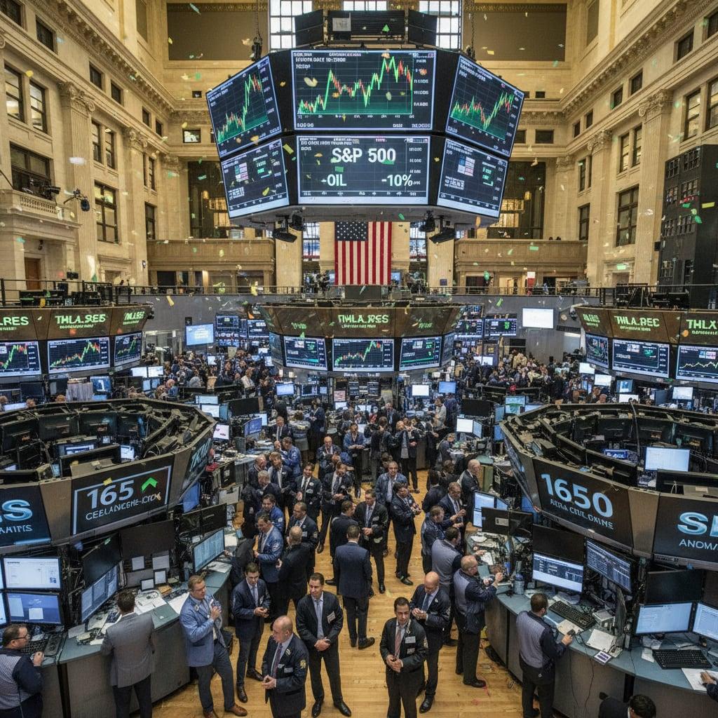 Illustration pour S&p 500 explose grâce au cessez-le-feu USA-Iran et à la chute du pétrole