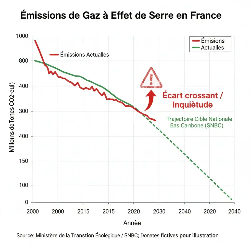 Illustration pour Ralentissement des réductions d'émissions en France : l'inquiétude monte