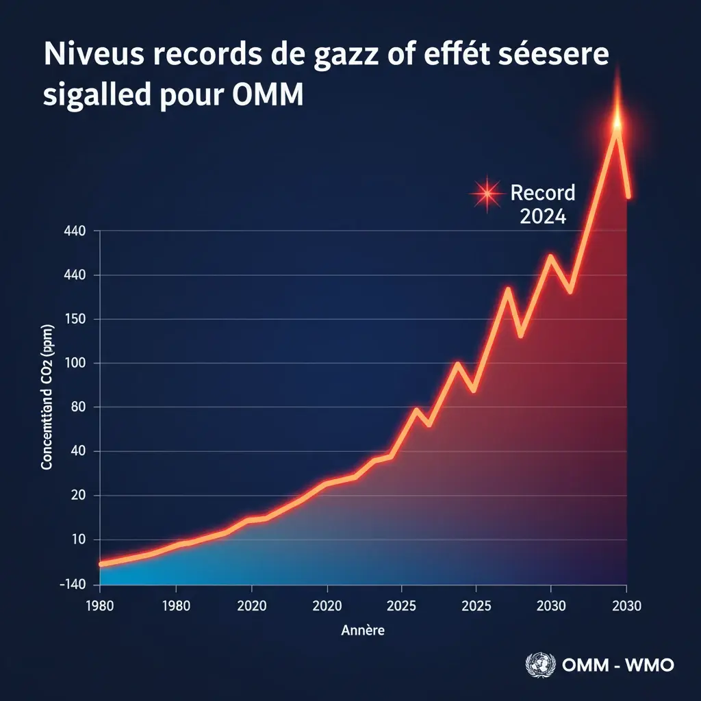 Illustration pour Niveaux records de gaz à effet de serre signalés par l'OMM